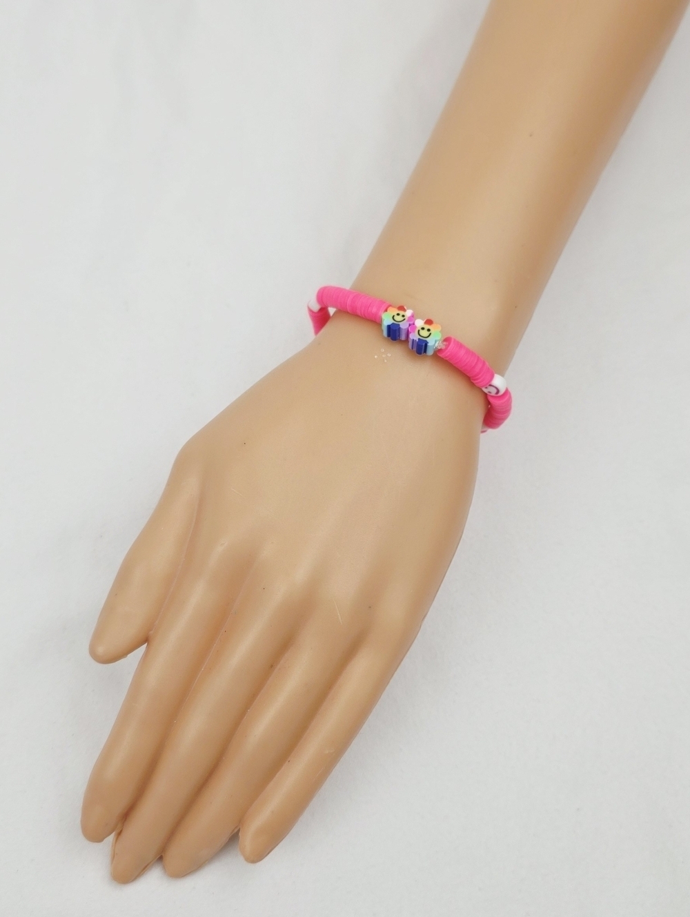 Handmade Clay Bead Flower Bracelet